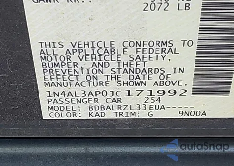 2018 Nissan Altima 2.5 Sl из США, поврежденный, VIN 1N4AL3AP0JC171992